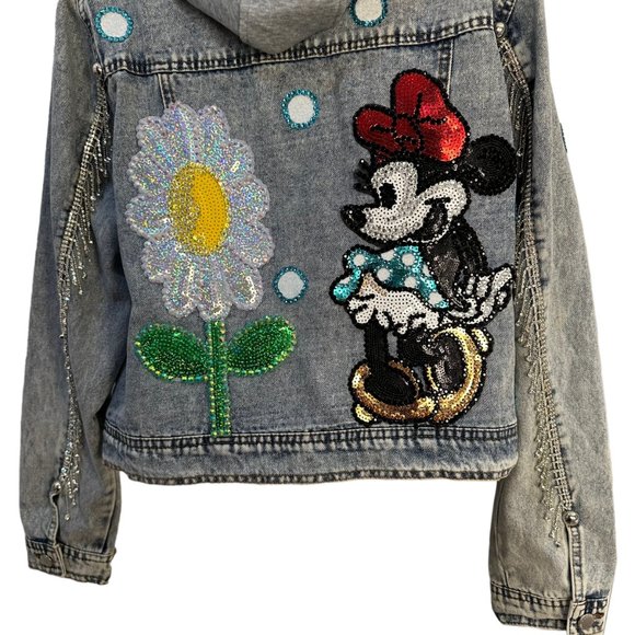 (H-217) Minnie Mouse Embellished Denim Jacket Size XL - Picture 6 of 13